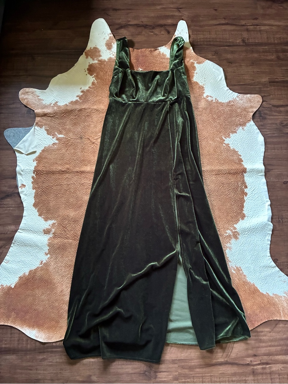 Altar'd State Olive Green Velvet Maxi Dress